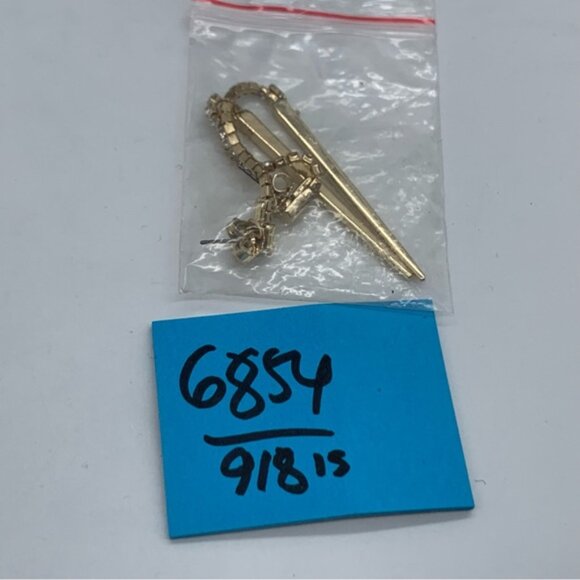 Spear Drop Linear Crystal Earrings in Gold Tone - Picture 7 of 7